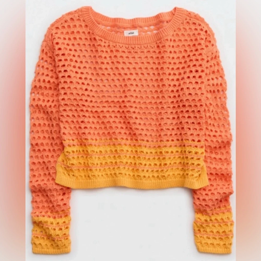 Aerie Orange and Yellow Knit Sweater - Picture 1 of 3